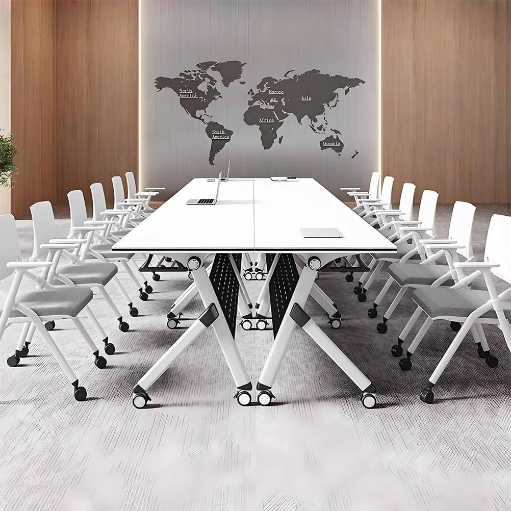 Tavolo da riunione pieghevole con ruote bloccabili, scrivania mobile compatta per seminari, 8 pezzi, 120 x 40 x 75 cm, design versatile collegabile per ufficio ed eventi