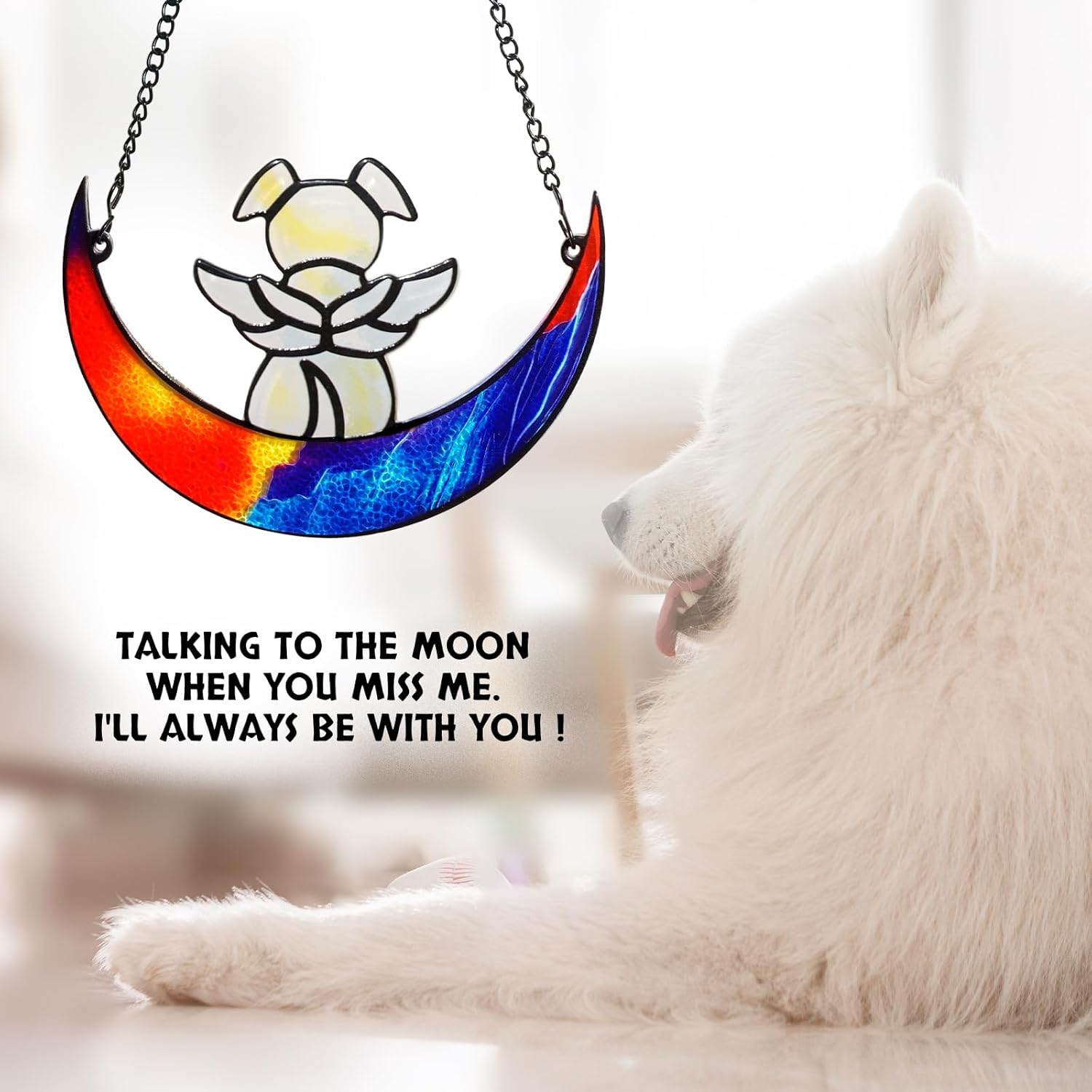 Stained Glass Angel Dog Memorial Suncatcher, Memorial Window Hanging Gifts for Loss of Dog | Sympathy Gifts | Passing Away Remembrance Memory Ornaments for Pet Lovers | Pet Bereavement - Image 2