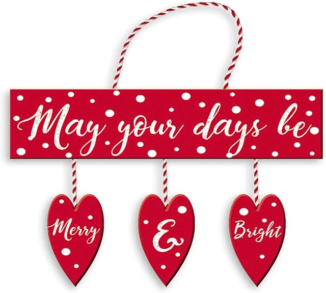 Design Group Wooden Christmas Decoration, Wood, Red & White, Small