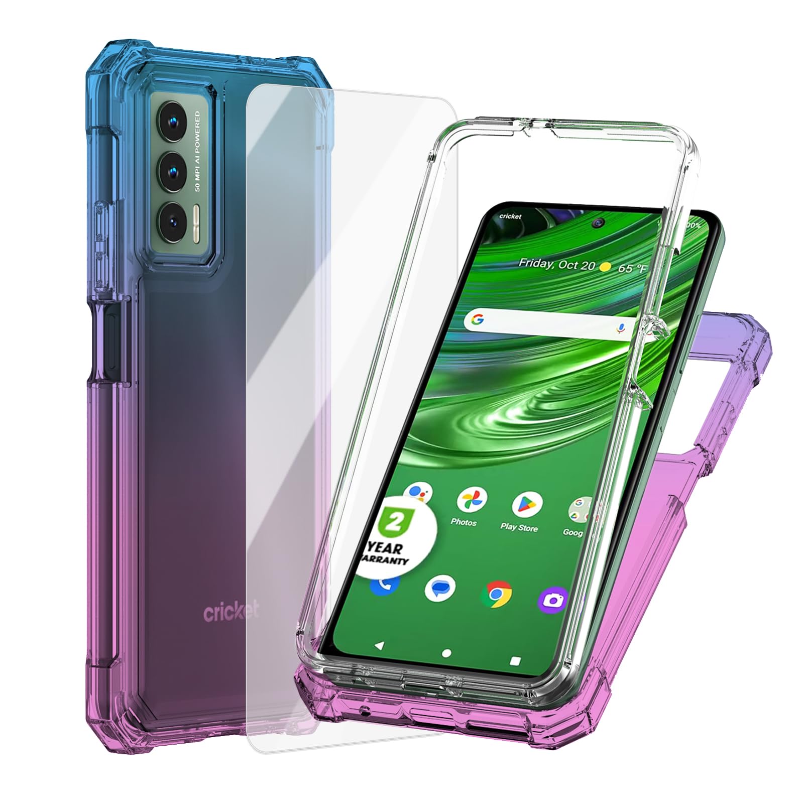 Ailiber for Cricket Outlast Case, AT T Jetmore Case with Screen Protector, Dual Layer Structure Protection, Shock-Absorbing Corner TPU Bumper,