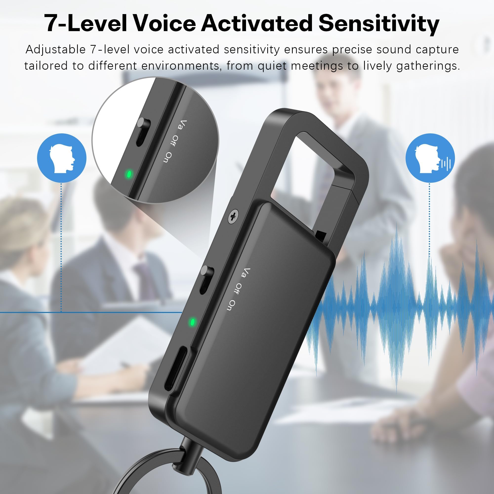 128GB Voice Recorder with Playback, Portable Digital Audio Recording Device with 24 Hours Battery Life, Sound and Voice Activation for Work and Study 1