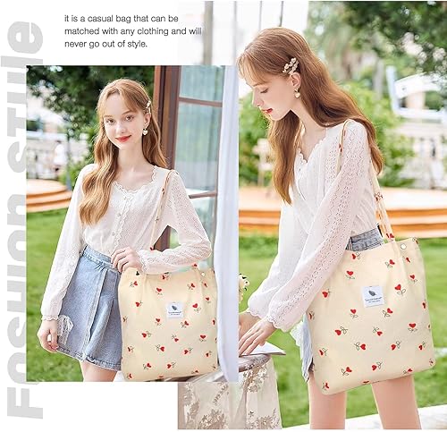 Vista 283 de Tote - Bolsa de hombro reutilizable de pana de gran capacidad con bolsillos interiores para mujeres y niñas Rayas