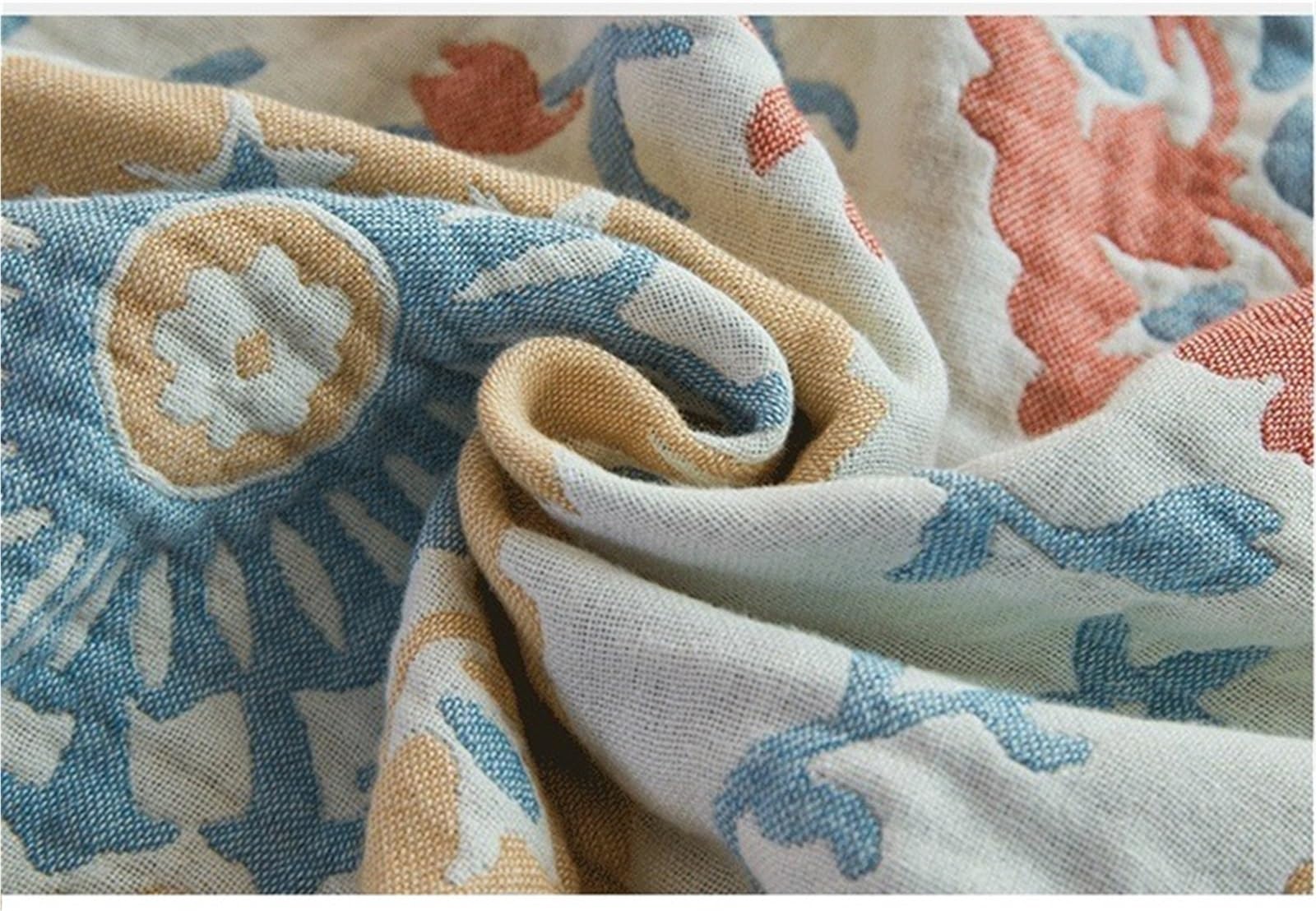 Coperta in mussola di cotone Copriletto in mussola di cotone in traspirante Tessili for la casa Bambini adulti Jccquard Divano letto Coperte Lenzuolo(Color8,150x200cm)