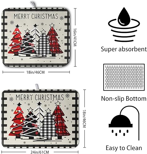 Vista 85 de Tapete de secado de platos con hojas de palma tropicales para encimera de cocina, 18 x 24 pulgadas, tapete de secado de cocina Monstera verde