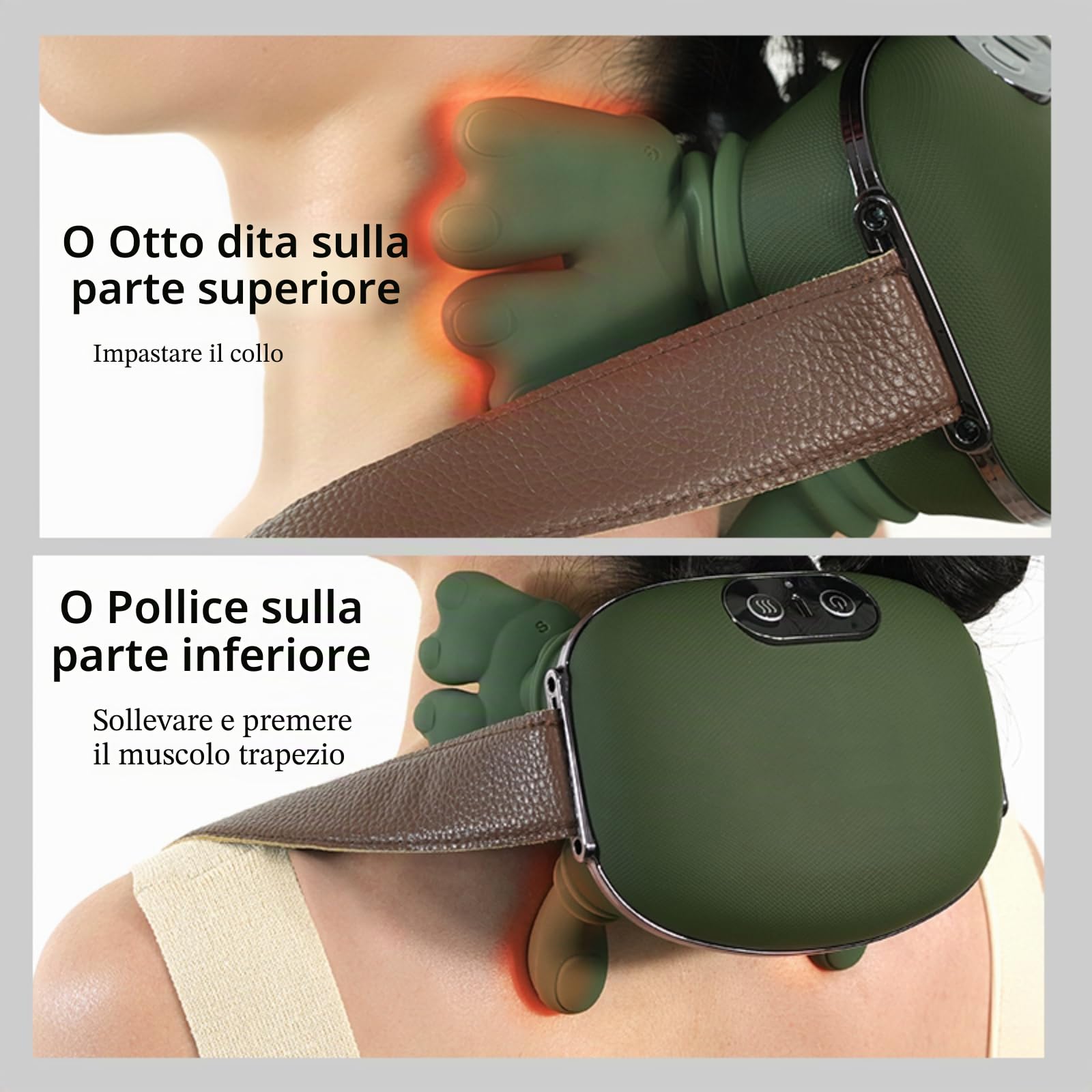 Massaggiatore per collo e spalle, massaggiatore professionale Shiatsu per collo, portatile per tessuti profondi 4D impastare con calore, design intelligente simulato della mano umana per