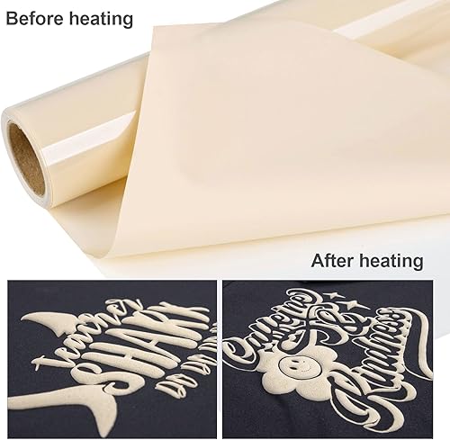Miniatura 2 de VINYL FROG Vinilo de transferencia de calor 3D de 10 x 6 pies, espuma color crema, vinilo para planchar en vinilo para bricolaje, diseños de prensa