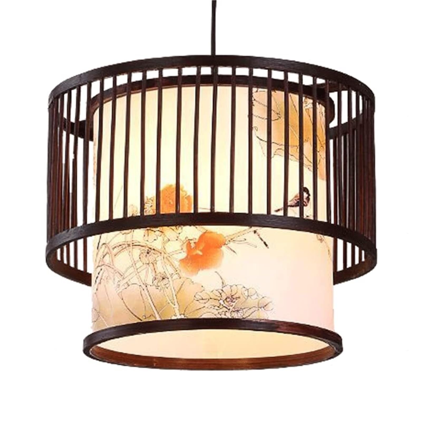KBUUKYYXouy Printed Creative Matte Industrial Hanging Pendant Lamp Chandelier Lighting Ceiling Fixture Rattan Chinese Style for Restaurant Living Room Bar(15.7in*11.8in)