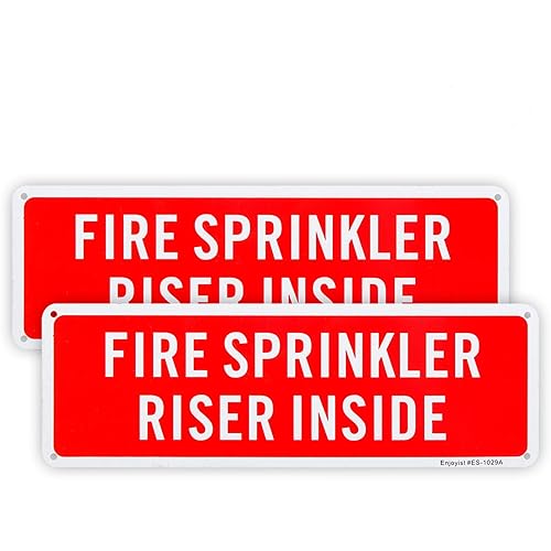 2 Pack Fire Sprinkler Riser Inside Sign, 12"x 4" .04"