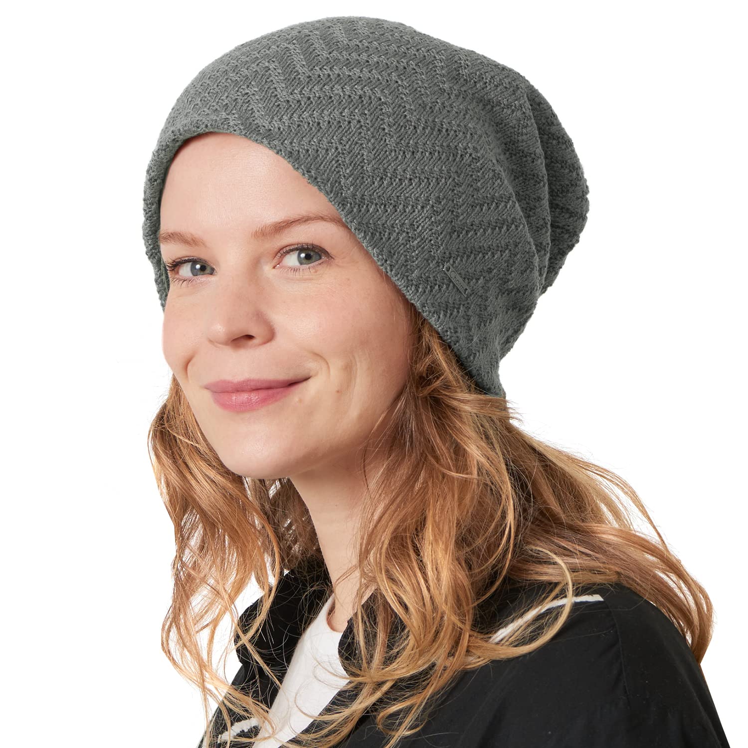CHARM Slouchy Sweater Beanie Hat - Womens Winter Slouch Knit Cap Mens Skull Cap Grey