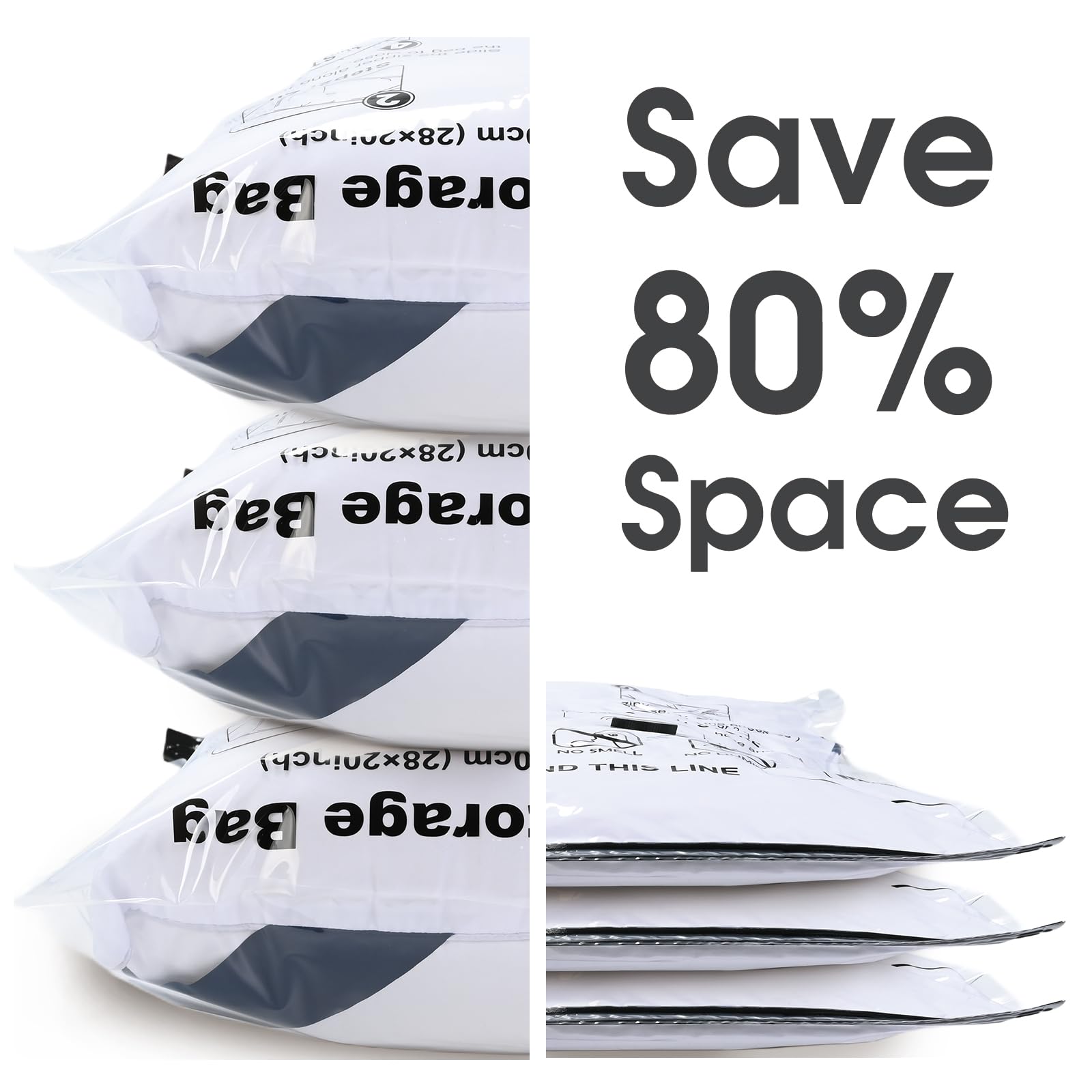 Accenter Vakuumbeutel für Kleidung 9 Stück, Vakuumbeutel für Bettdecken Platzsparend um 80%, geeignet für Umzüge, Reisen und die Organisation saisonaler Kleidung