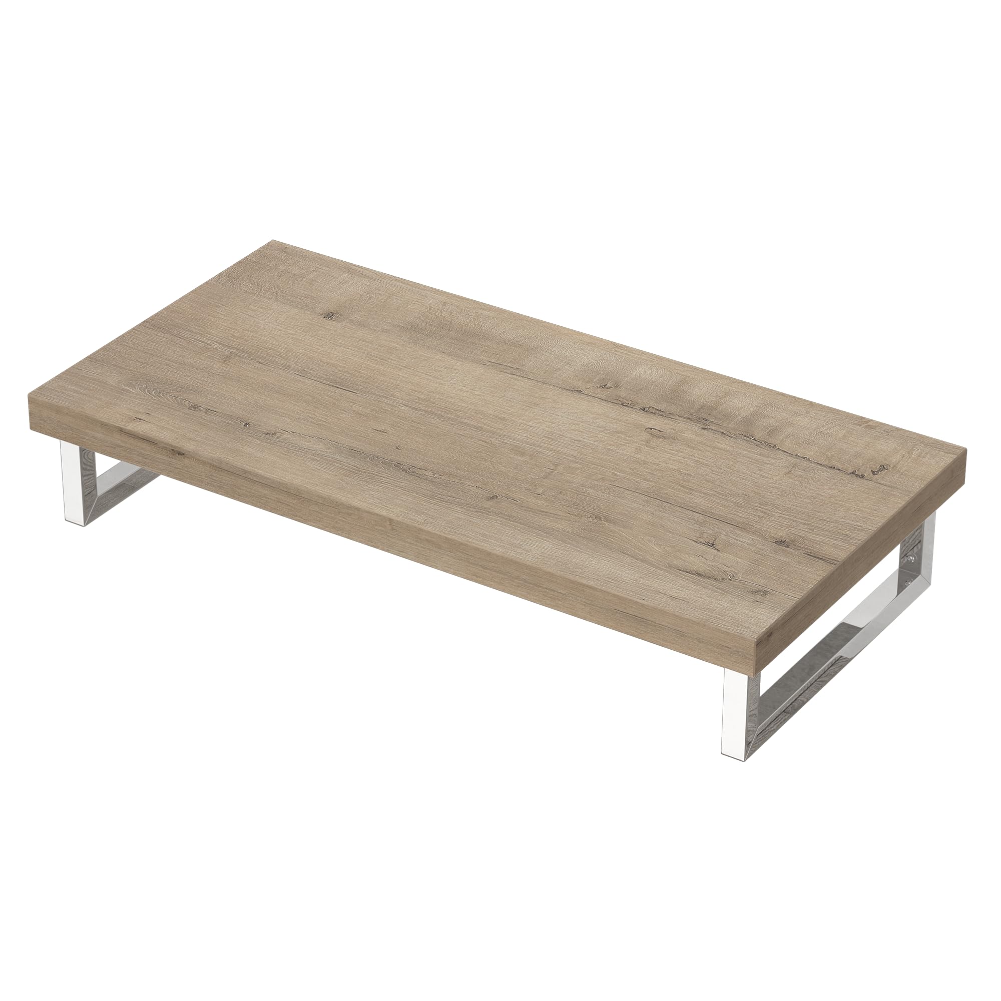 Mai & Mai Encimera de Madera Maciza para Lavabo 100x50 cm – Roble Claro, con Soporte de Acero Inoxidable, Estante de Pared para Baño, Platte04