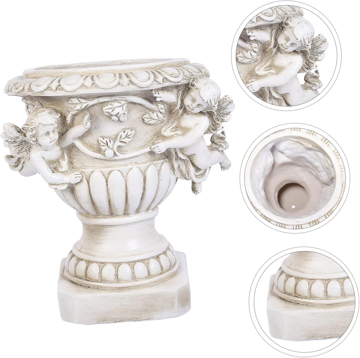 Yardwe 1pc Outdoor Angel Flower Pot European-Style Resin Plant Pot Decor for Garden Unique Decorative Craft and Reusable for Gardening Enthusiasts Beige Color