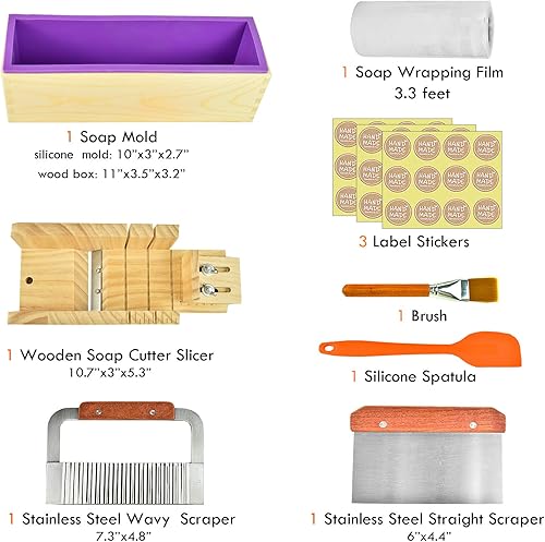 Vista 2 de Artcome Kit de moldes de corte para hacer jabón de pan, juego de moldes de jabón de madera ajustable multifunción - Juego de moldes rectangulares