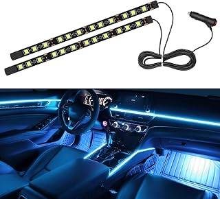 Interior Car Light,Car LED Ambient Lighting Strip Light Neon Interior Atmosphere Lights, 12V Cigarette Adapter Plug Auto Interior Under Dash Ambient Night Light Decorative Lamp (Ice Blue)