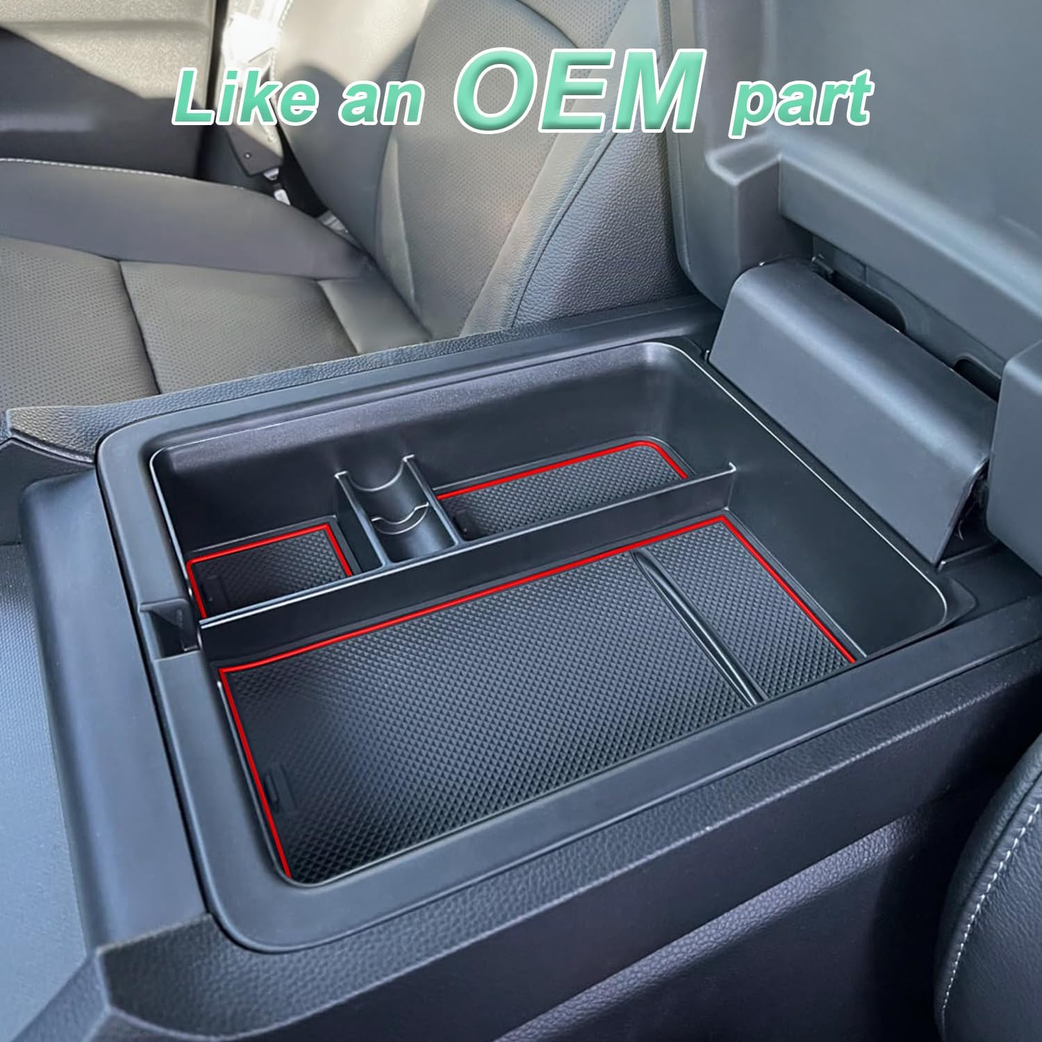 PIMCAR Center Console Organizer for 2023-2026 Honda Pilot, 2024-2026 Honda Ridgeline/Passport Upgrade Design Tray Accessories Interior Armrest Box Divider ABS Plastic Material-Red Trim image 3