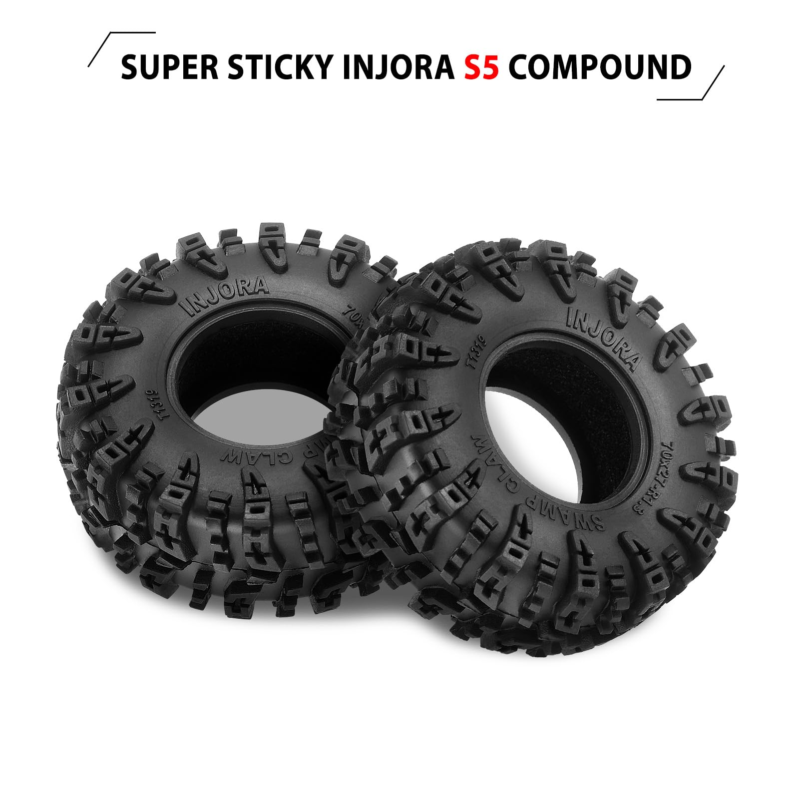 INJORA Opony terenowe 1,3" – S5 Swamp Claw opony terenowe, 70 x 27 mm, do TRX4M SCX24 1/18 1/24 RC Crawler Auto