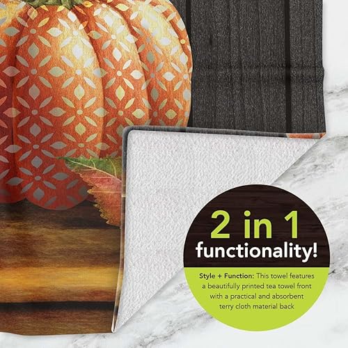 Miniatura 3 de Briarwood Lane Elegant Pumpkins - Toalla de mano de algodón otoñal, 26 x 18 pulgadas