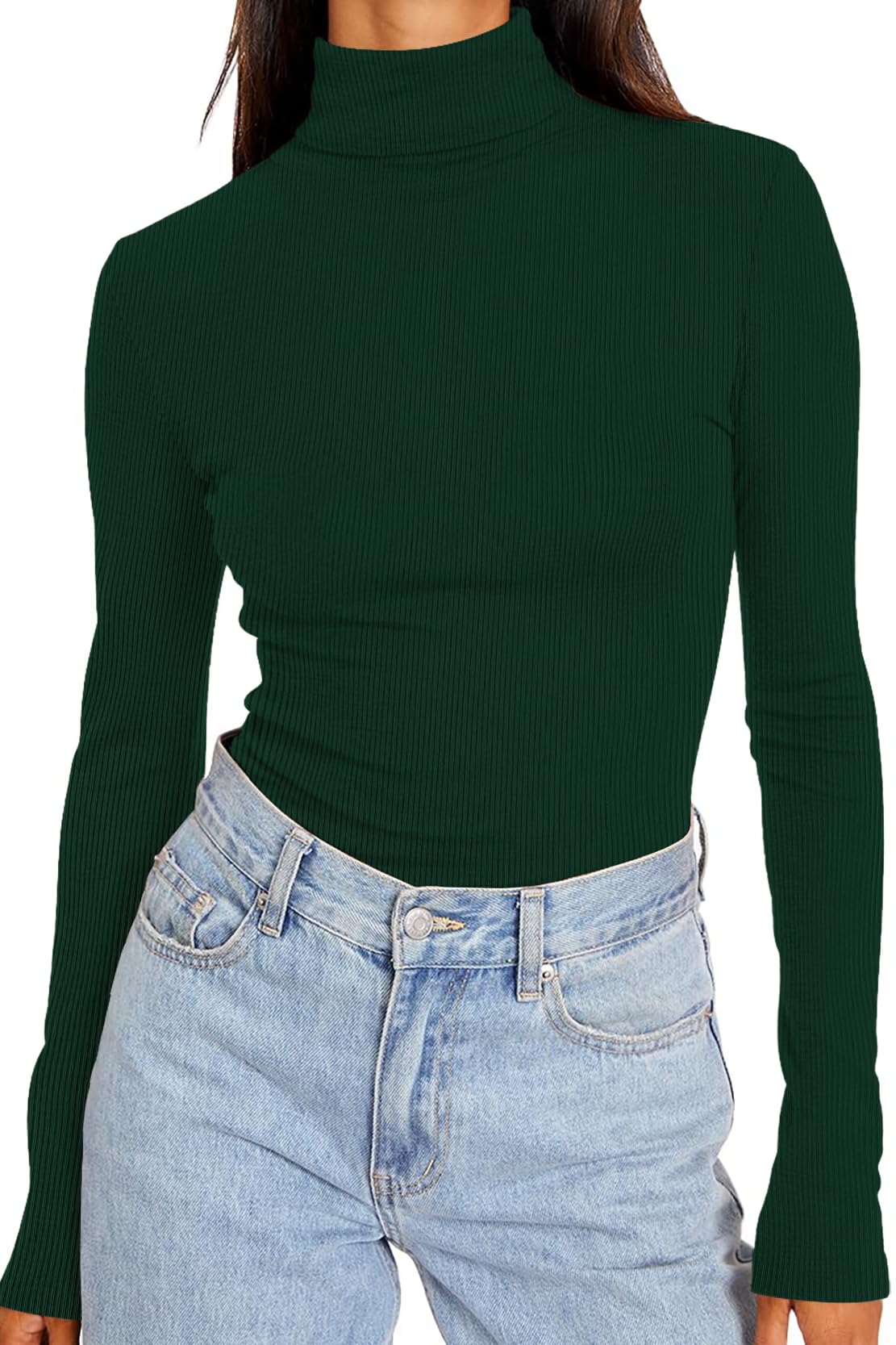 DUOEASE Rollkragenpullover Damen Basic Einfarbig Langarmshirt Damen Herbst Winter Oberteile Rollkragen Langarm Tshirt Elegant Casual Top