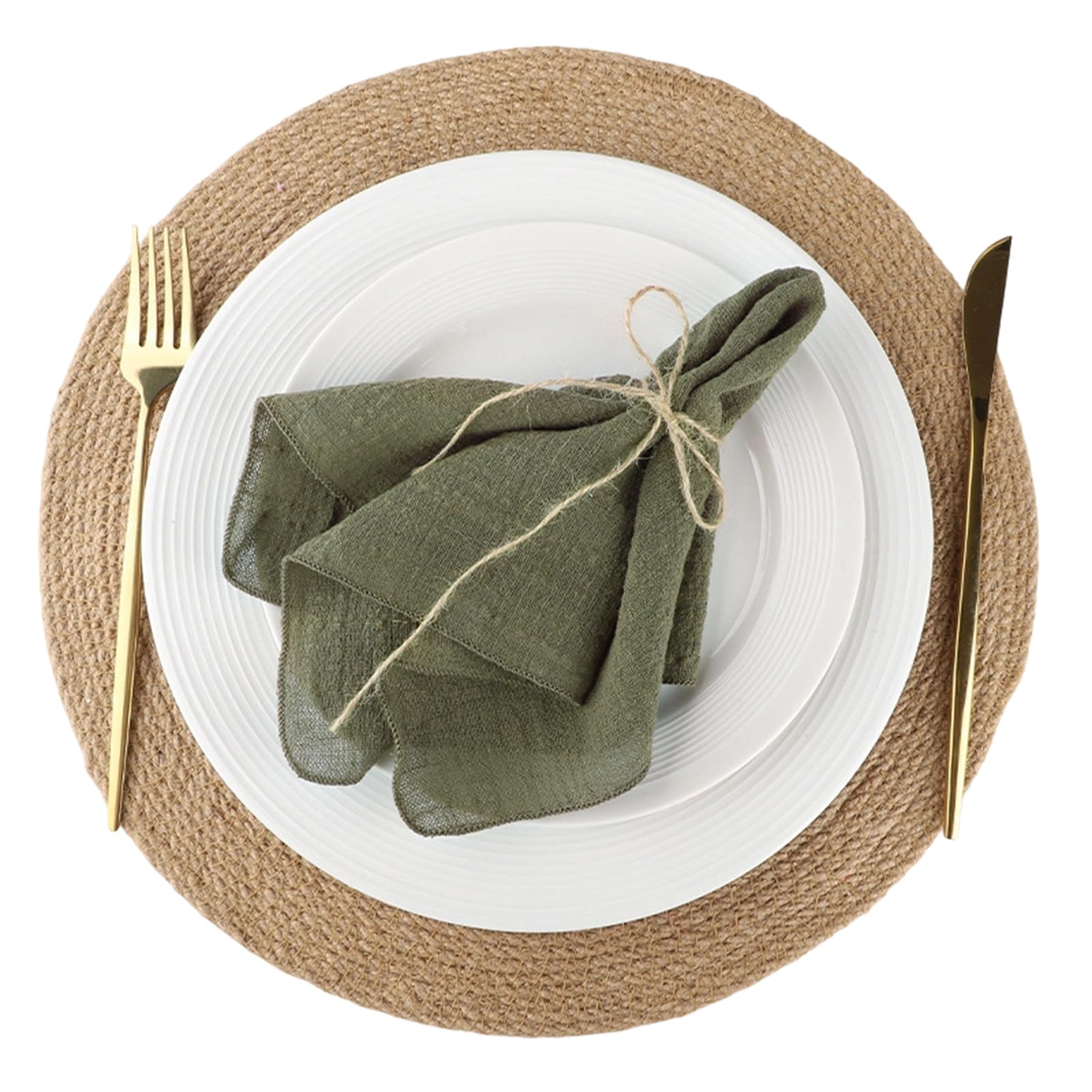 Servilletas de gasa rústicas de 42x42 cm de algodón verde oliva para banquetes