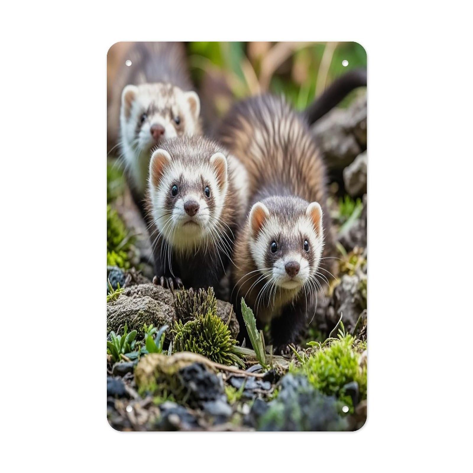 Ferrets Metal Tin Sign Funny Vintage Metal Signs Metal Art Poster Man Cave Decor Retro Tin Sign for Home Office Kitchen Bar Cafe Garden Wall Decor 11.8 X 7.9 Inch