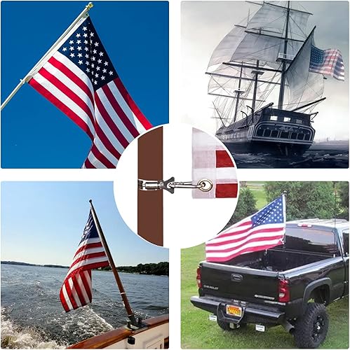 Miniatura 5 de Clips de bandera de látigo con abrazadera de mosquetón, clips de bandera para exterior, clips de poste de bandera de acero inoxidable para asta de