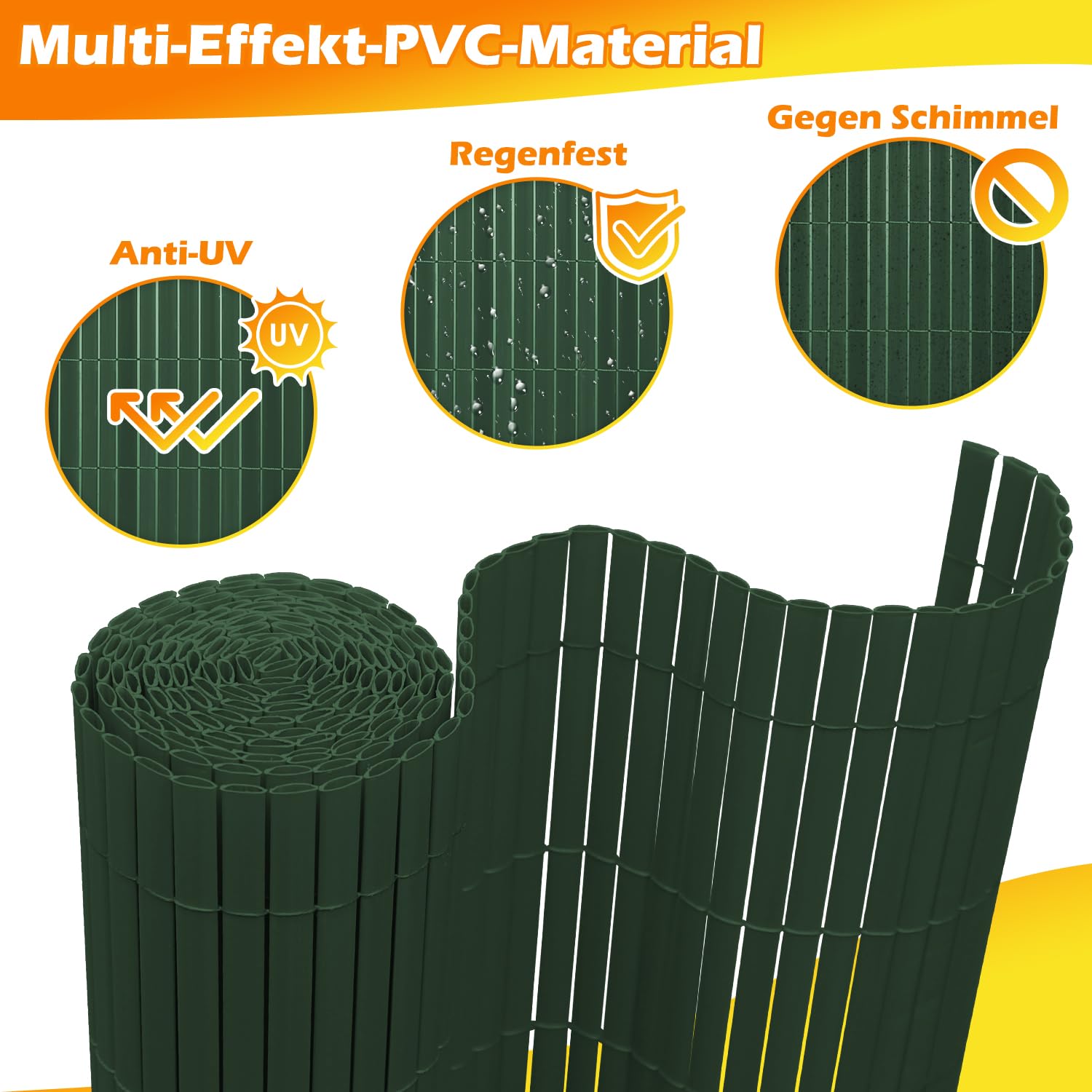 Recinzione Canniccio in PVC, 90 x 800 cm, protezione da sguardi indiscreti per giardino, con fascette per recinto, rinforzo di 3 pesi, rivestimento per balcone, recinzione da giardino,