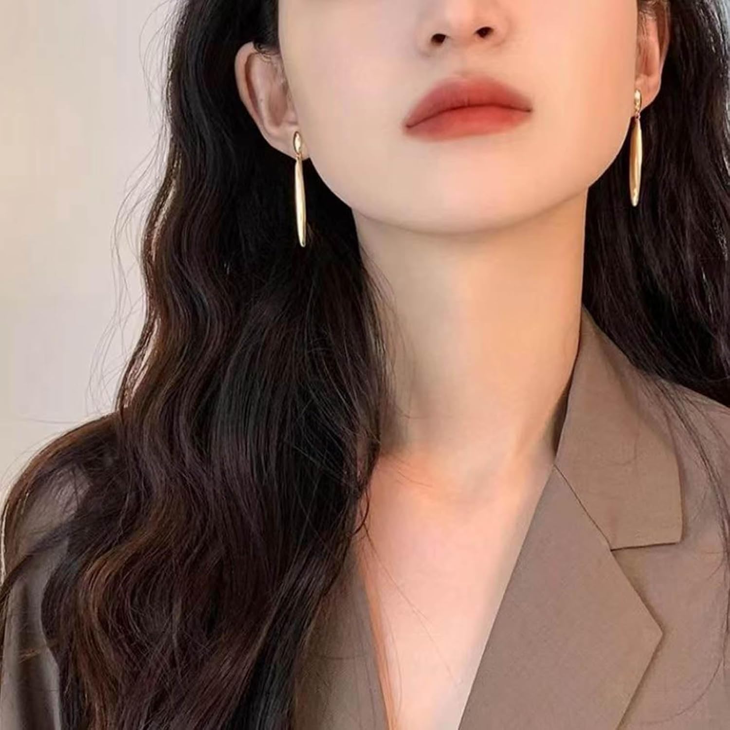 Handmade Bohemian Gold Teardrop Earrings for Women Marquise Shape Drop Earrings Statement Long Dangle Earrings Geometric Long Dangling Earrings Jewelry for Girls Gifts - Image 2