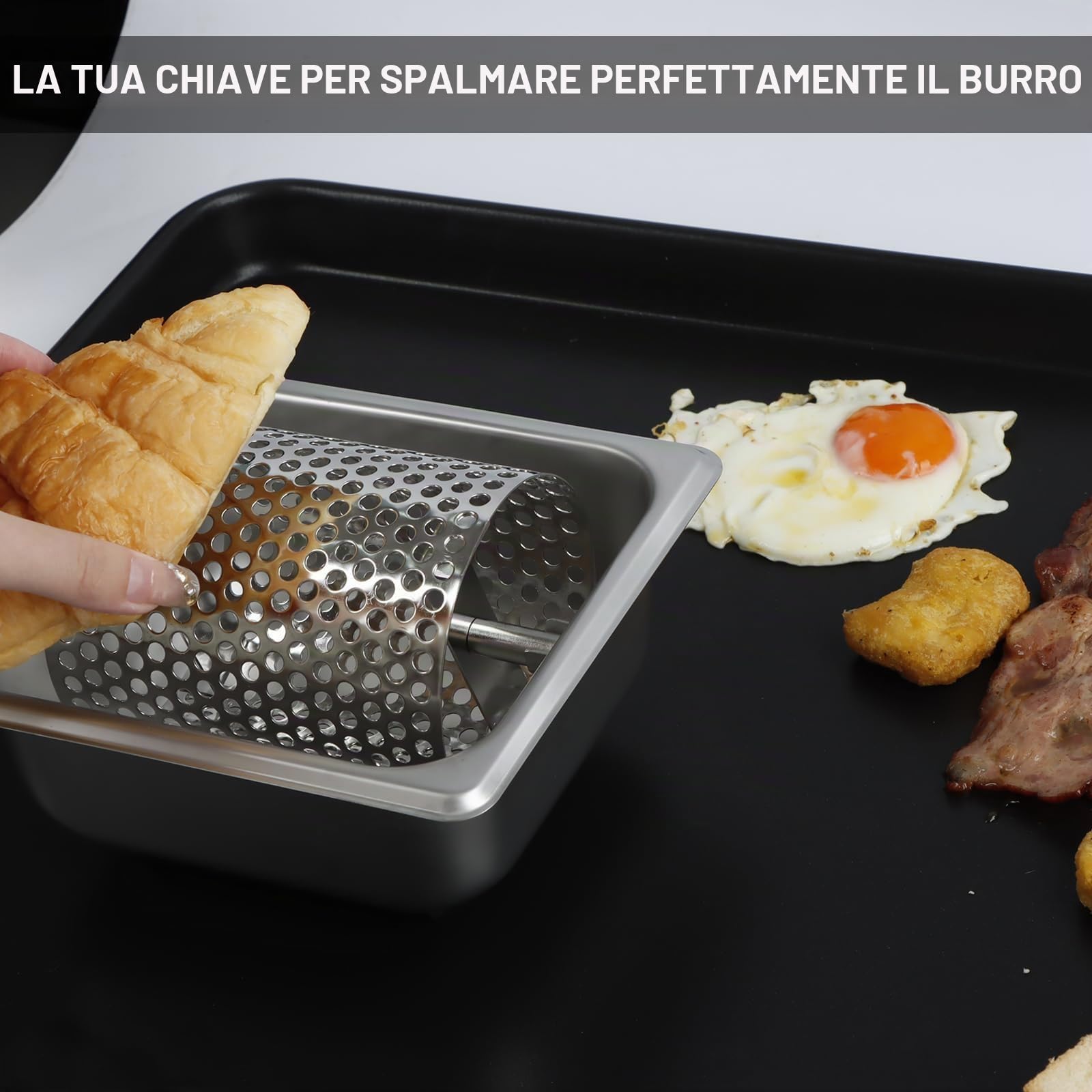 Burro, Burro, Burger, Spargitore per burro in acciaio inox, durevole distributore di burro, strumento per burro, dispenser per pane toast, contiene 1000 gomitoli
