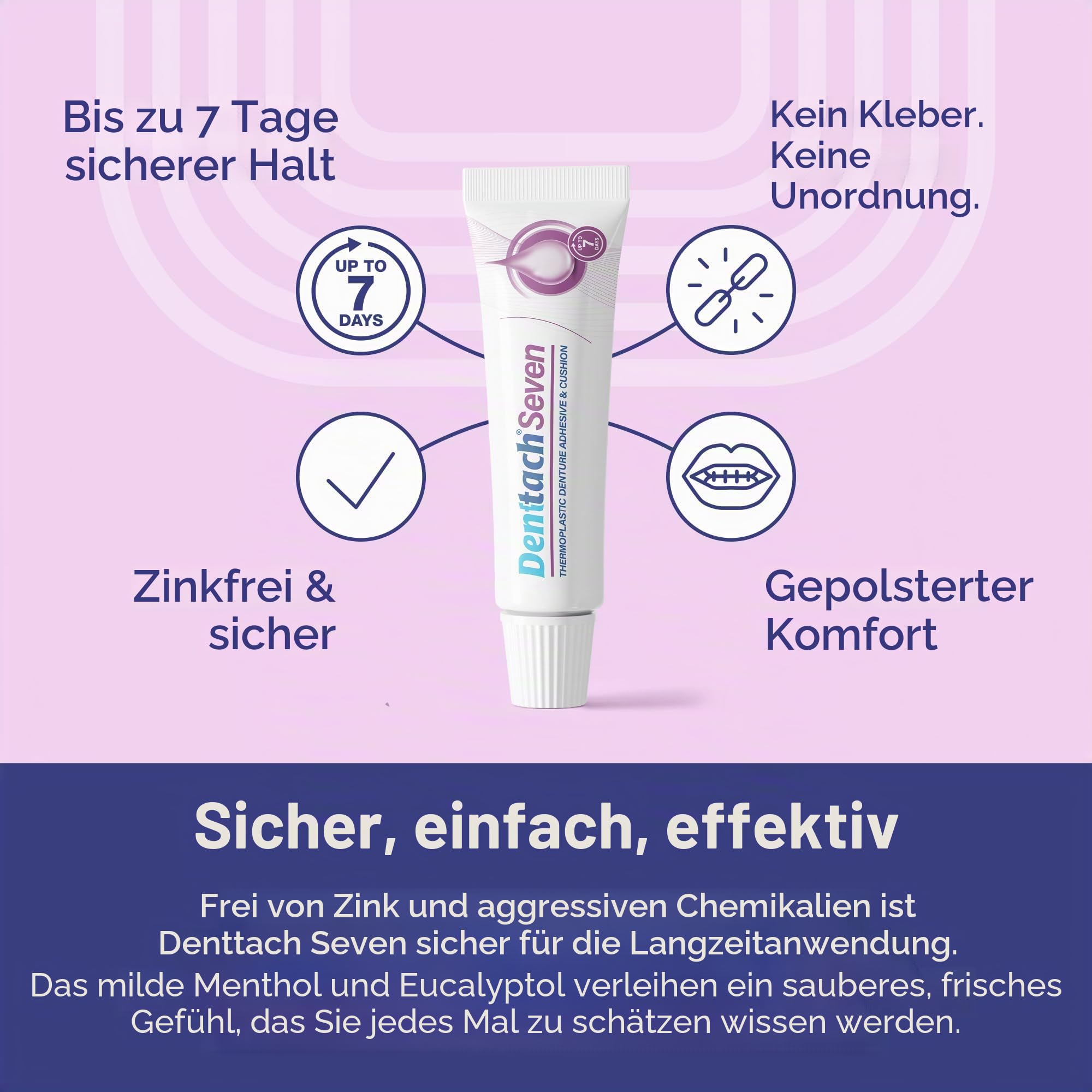 Zahnersatzkleber, thermoplastischer Kissen- und weicher Reliner, komfortabler, sicherer, zinkfreier, langhaltender Griff für bis zu 7 Tage, nicht klebend