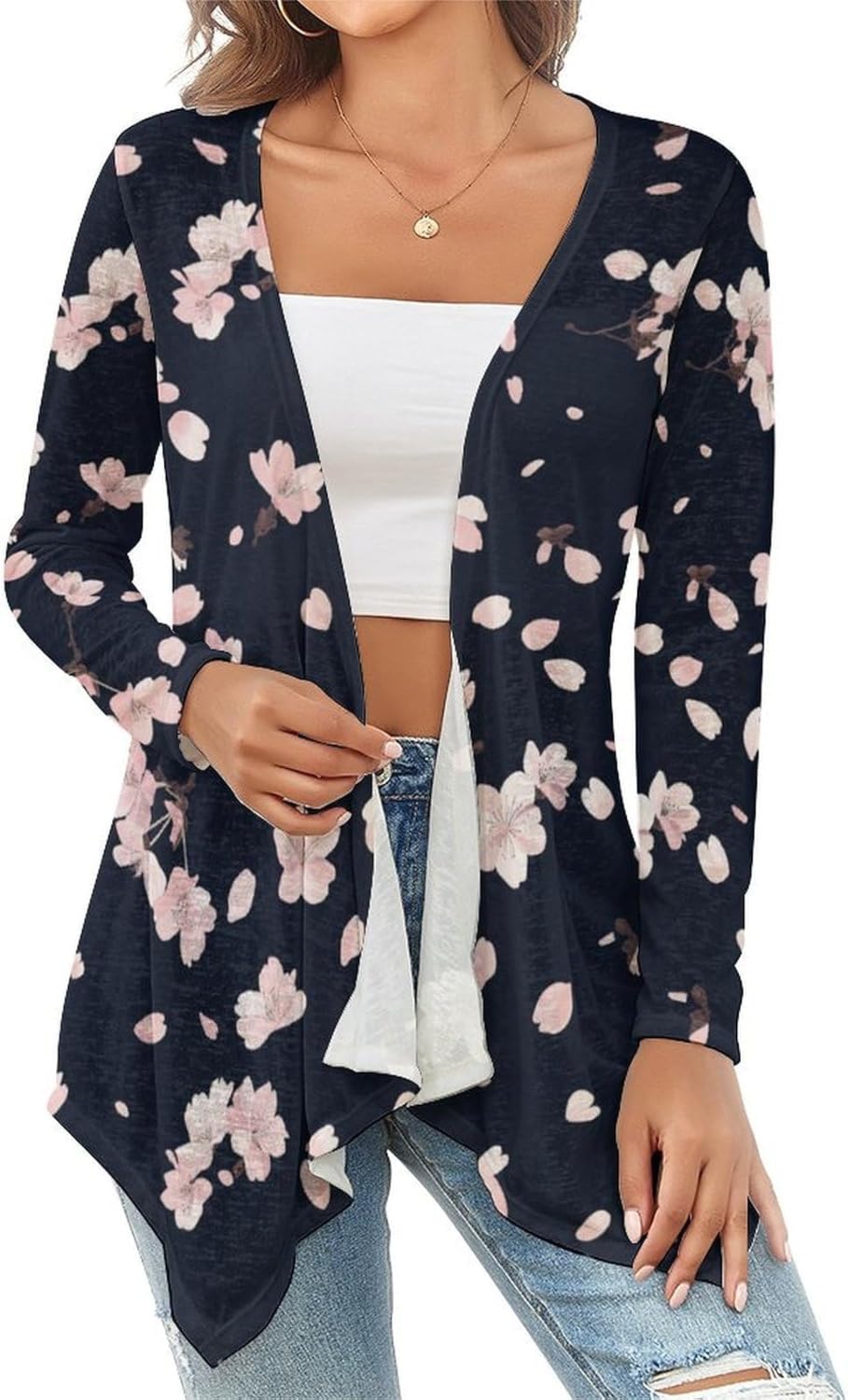 Women's Boho Floral Print Cardigans Spring 2026 Fashion Lightweight Casual Long Sleeve Open Front Cardigan Kimono Coverups
