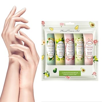 Hand Cream, Moisturizing Hydrating Hand Cream for Dry Cracked Hands, Plant Fragrance Hand Lotion Stocking Stuffers Gift Set 5pack, Mini Hand Care Cream Travel Size for Men and Women Green