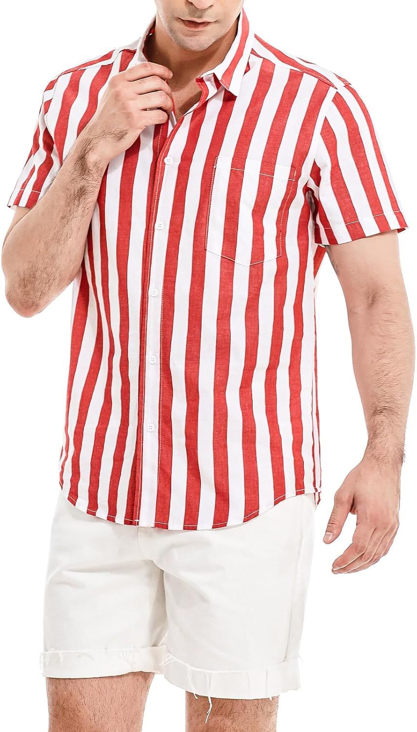 MCULIVOD Men's Hawaiian Tropical Shirts, Printing Short Sleeve Casual Button Down Shirt