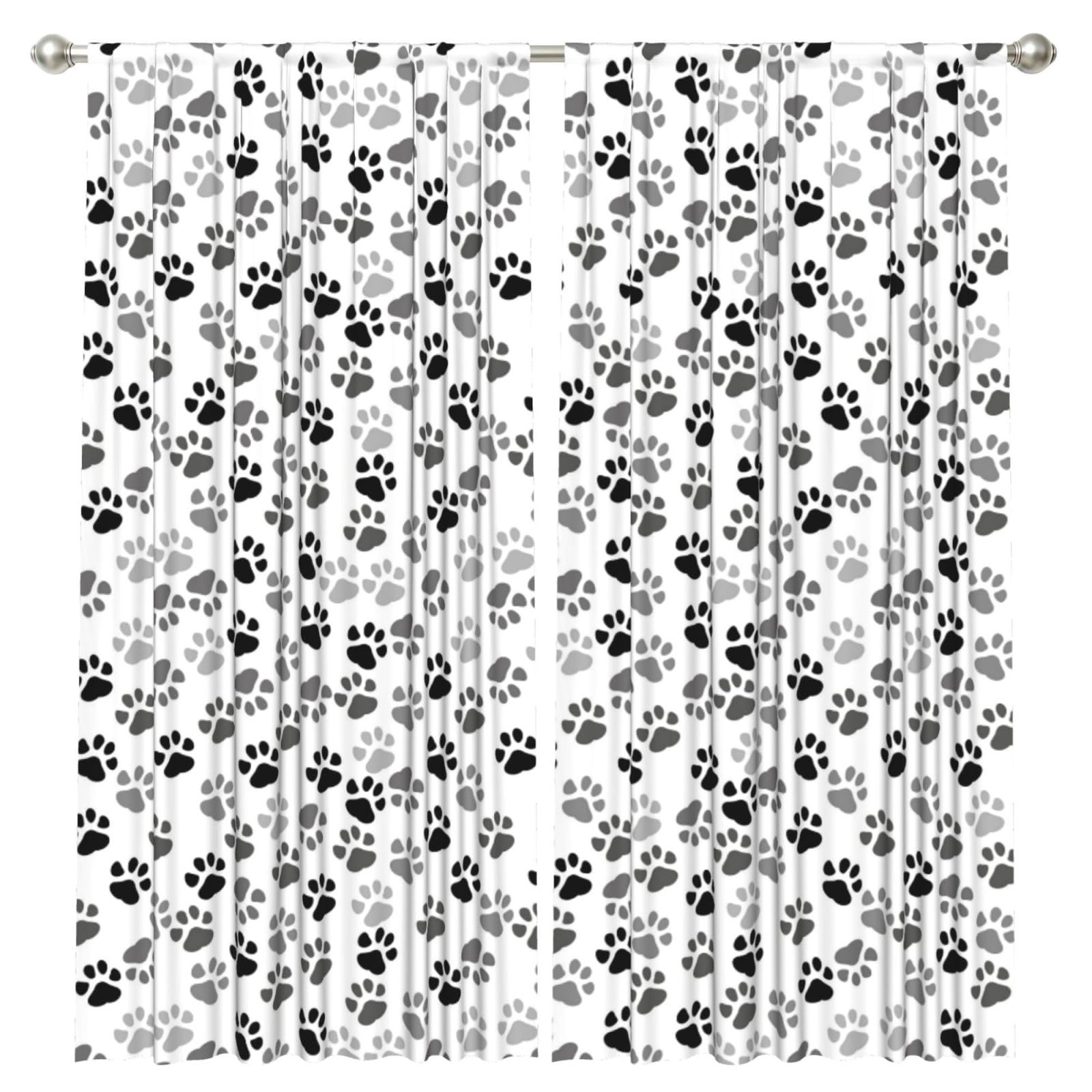 InOmak Dog Paw Print, 2 Panels Window Curtains 52 x 84 Inch Blackout Curtains for Living Room Bedroom