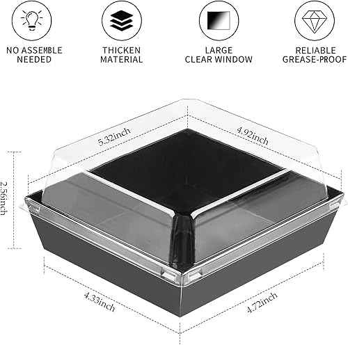 Miniatura 2 de Ocmoiy Cajas pequeñas de embutidos con tapas transparentes, recipientes de papel desechables para alimentos, cajas de postre de panadería de 5