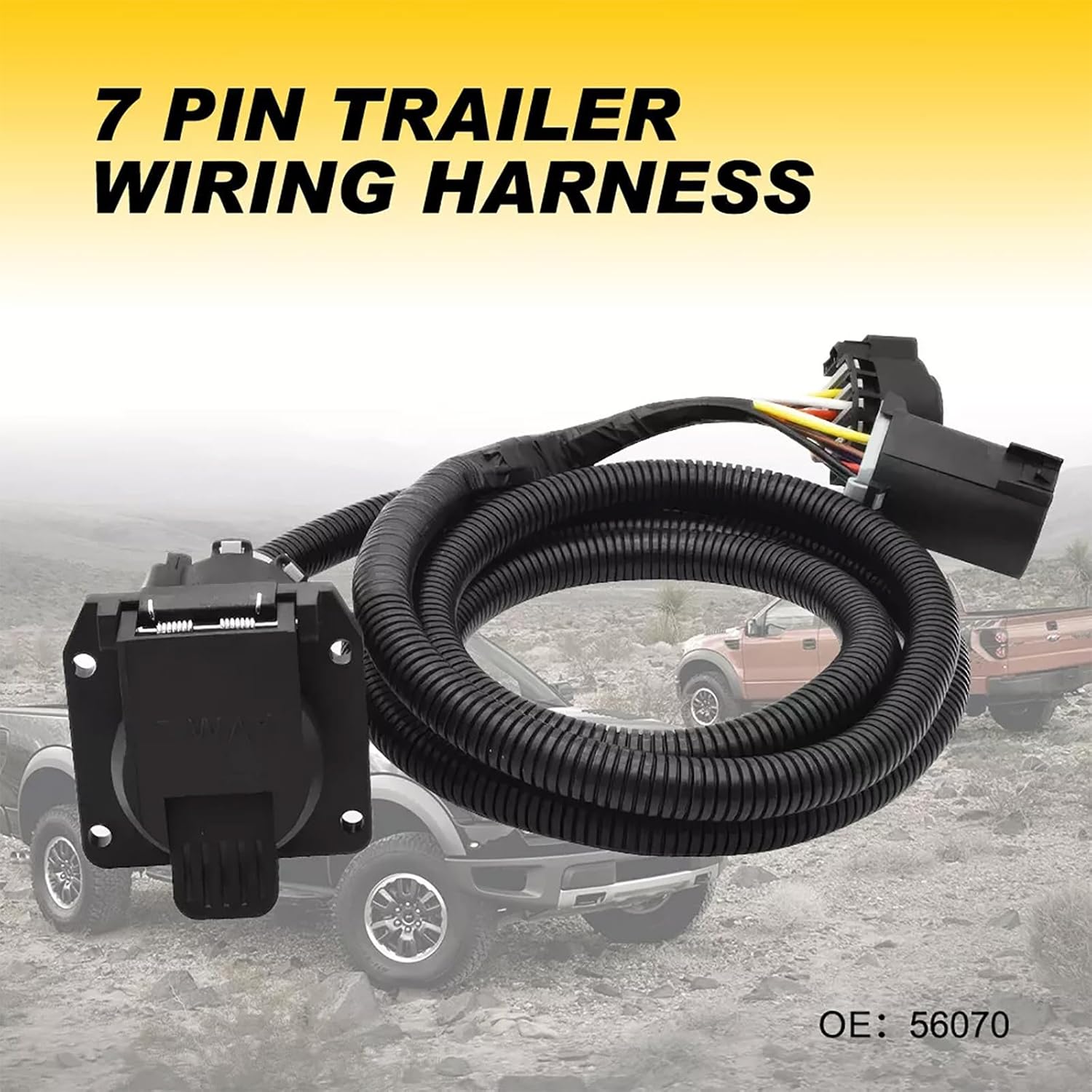 Truck Bed 7-Pin Trailer Wiring Harness Extension for 1500/2500/3500 Replaces 56070 Accessories Trailer Wiring Harness