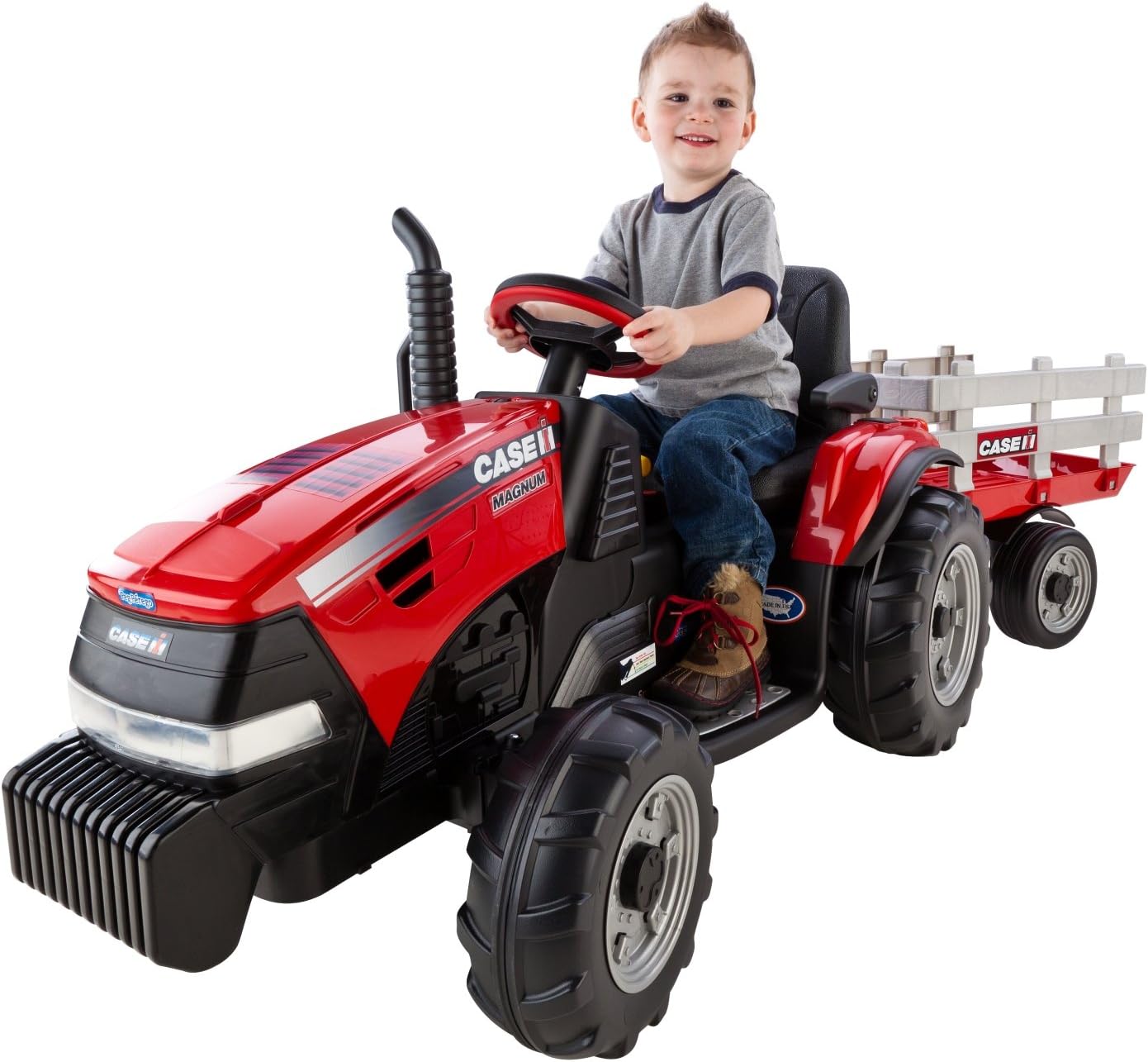 Peg Perego Case IH Magnum Tractor and Trailer 12 Volt Ride on, Red