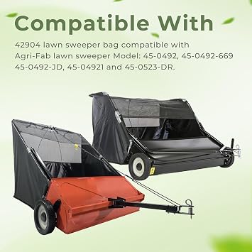 42904 Lawn Sweeper Hopper Bag Replacement for Agri-Fab 44Lawn Sweeper | Leaf Sweeper Bag Fit for Agri-Fab 45-0456 & 45-0492 Tow Lawn Sweeper Parts, 25 Cubic Feet, No Need for Frequent Emptying