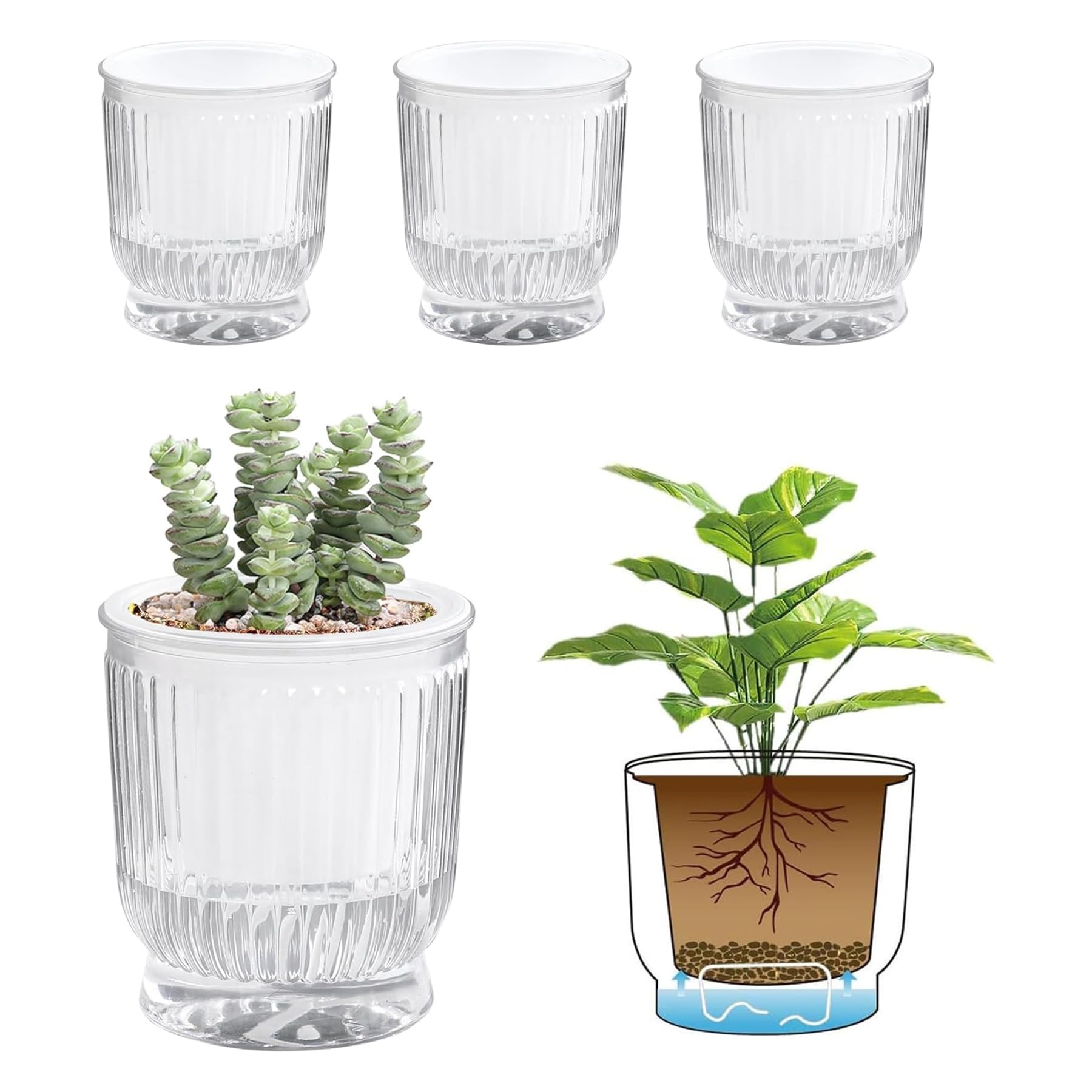 T4U 10CM 給水プランター 植木鉢 プラスチック 4個セット 観葉植物 鉢…