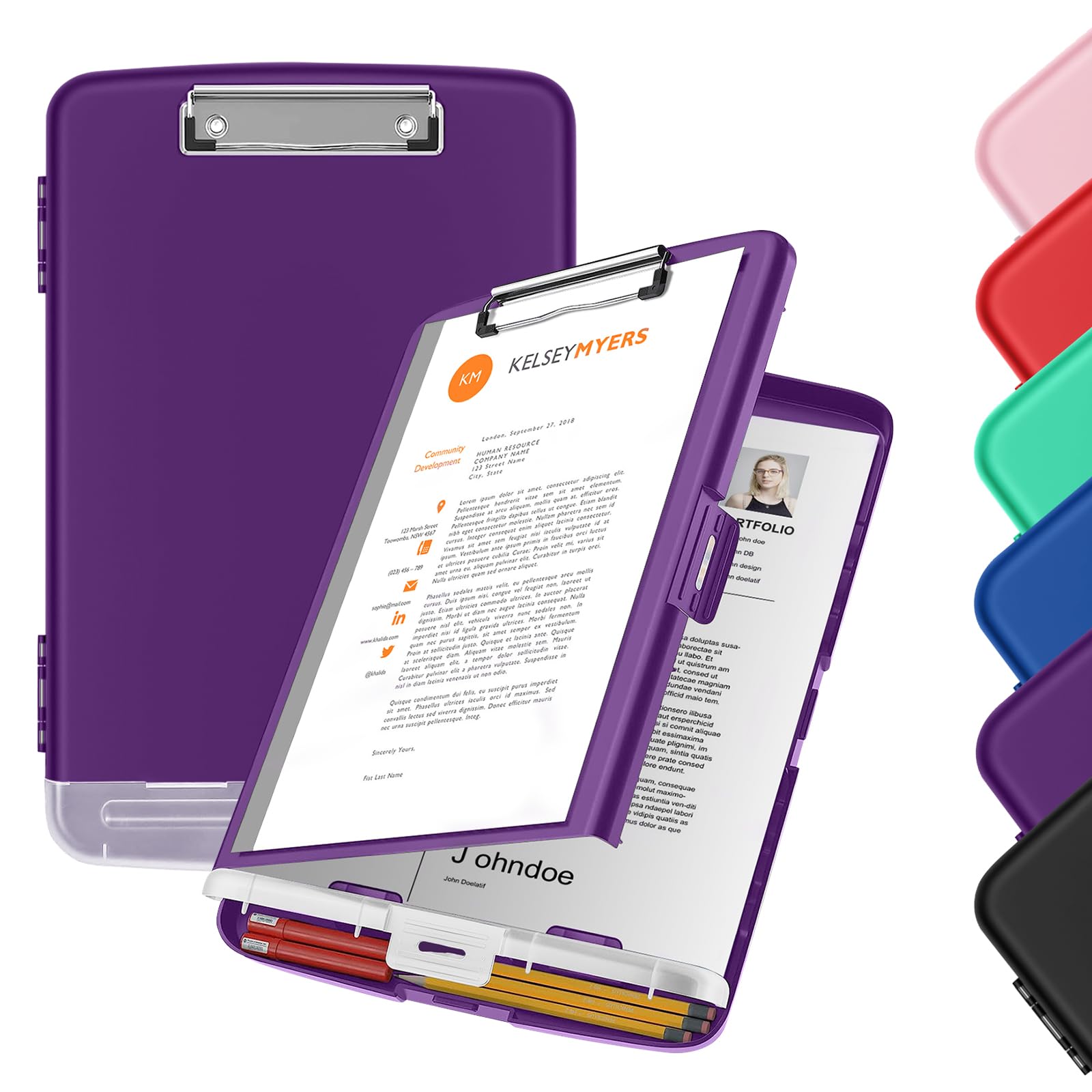 WENYA A4 Clipboard with Storage, Plastic A4 Clipboard Folder Storage Box with Separate Pen Compartment for School Office Medical Personnel — image 1