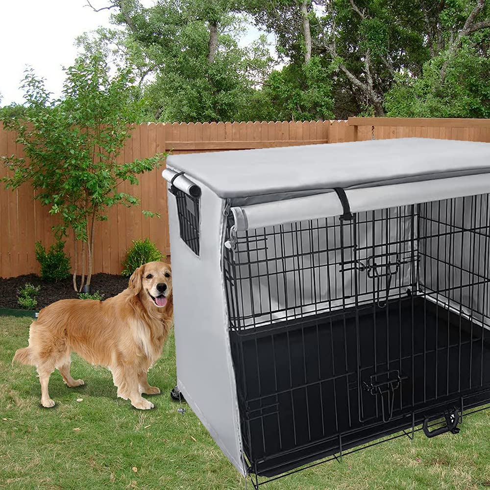 Coperture per gabbia per cani da 61 a 122 cm, impermeabili, resistenti alla pioggia, in poliestere Oxford 210D Oxford (XS: 63,5 x 48 x 50,8 cm, grigio)