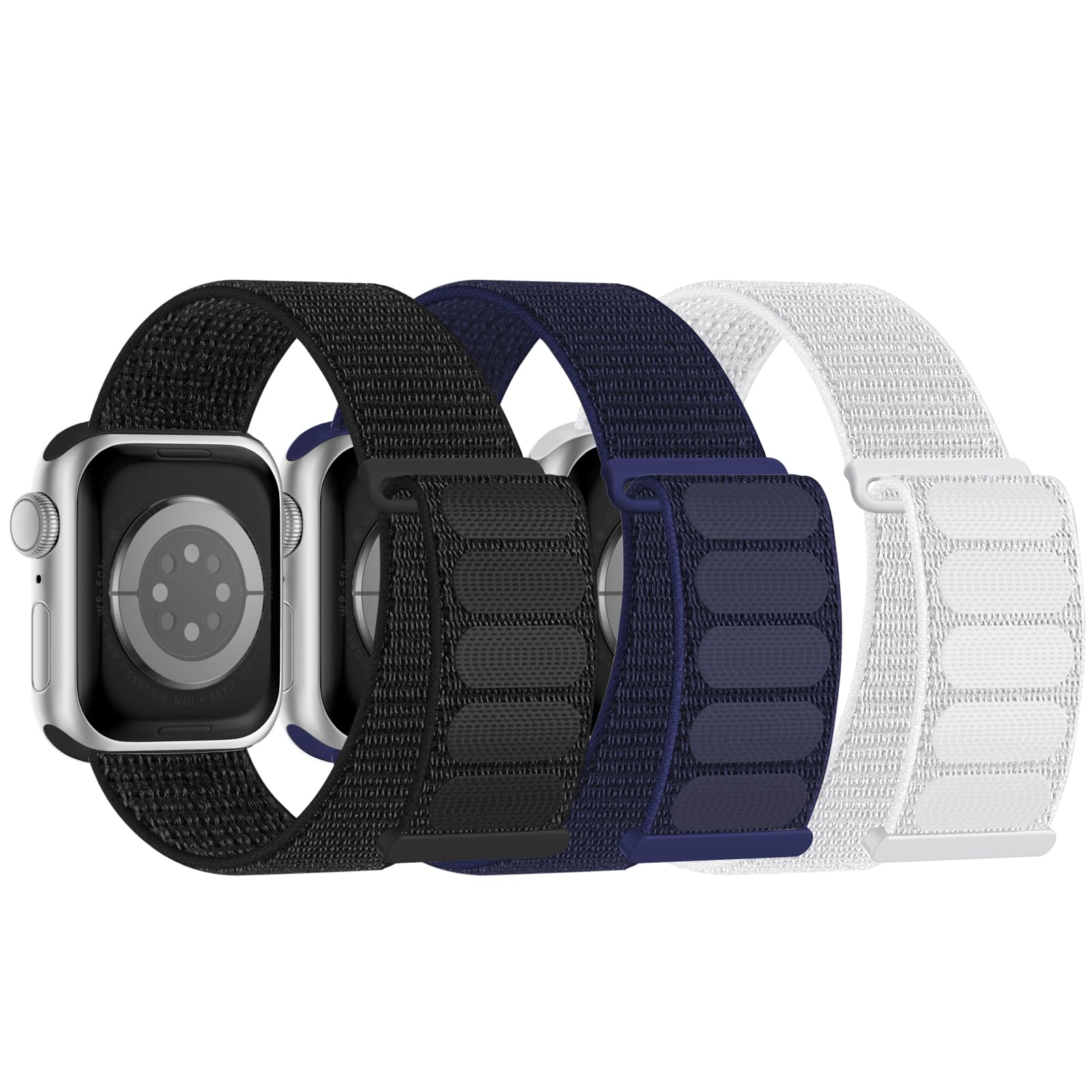 Acextro 3 Pack Sport Bands Compatible with Apple Watch Band 38mm 40mm 41mm 42mm 44mm 45mm 46mm 49mm for Men Women, Adjustable Breathable Nylon Straps