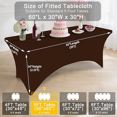 Miniatura 250 de Smiry Paquete de 2 manteles de elastano de 6 pies, elásticos ajustables, lavables y sin arrugas, rectangulares para mesa de patio, para exteriores,