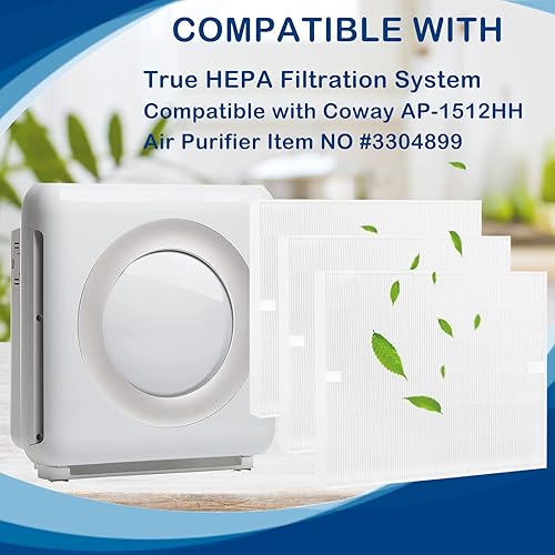 Miniatura 10 de AP-1512HH - Filtro HEPA de repuesto compatible con Coway AP-1512HH AP1512HHMighty purificador de aire, AP-1512HH-FP, artículo NO #3304899, paquete
