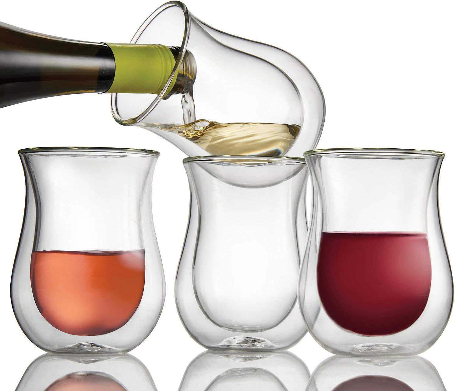 Wine Enthusiast Double Wall Flared Tumblers – Insulated Stemless Wine Glass (Set of 4)