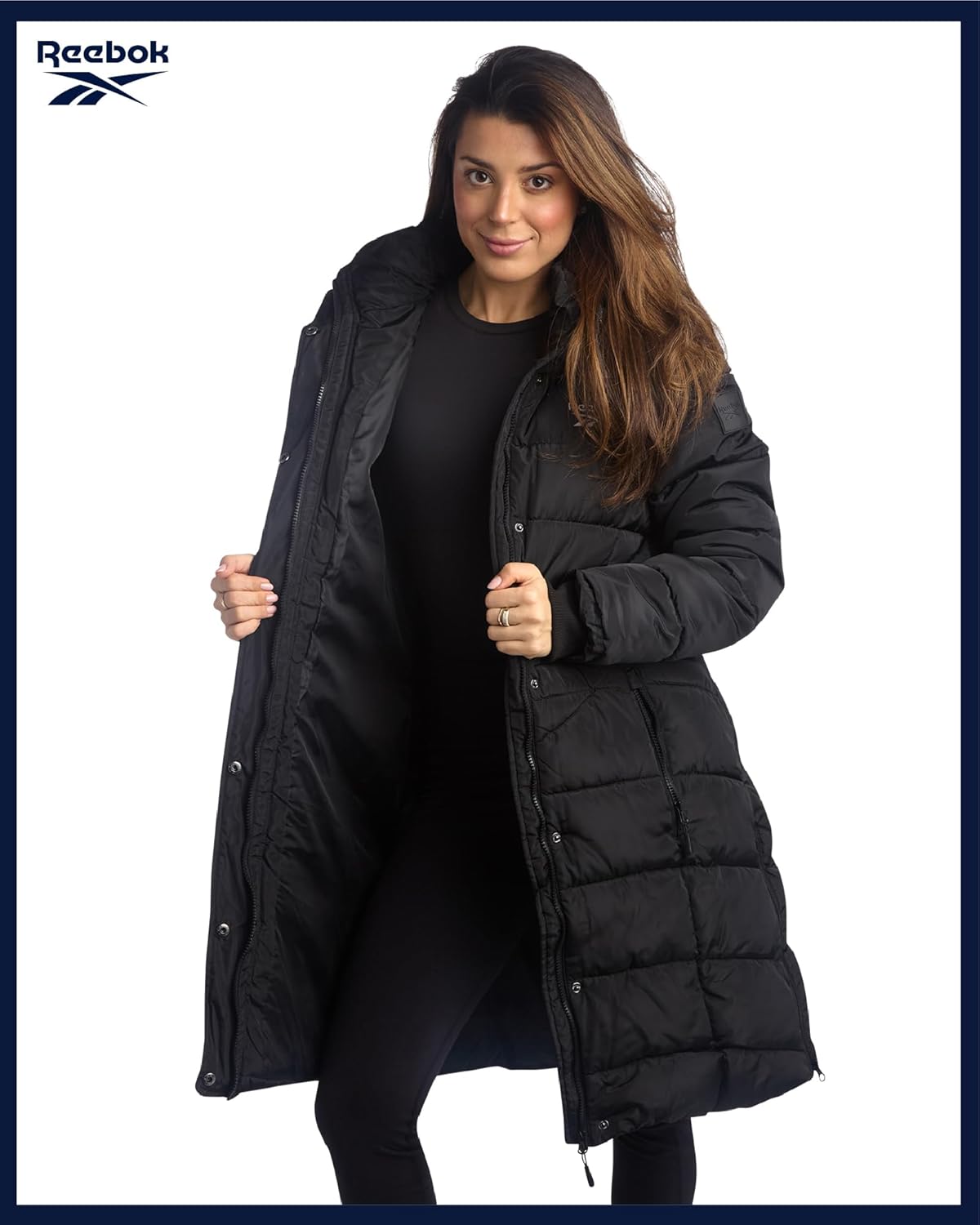 Reebok Womens Maxi Puffer Jacket - Long Length Parka - Heavyweight Wind & Water Resistant Insulated Winter Jackets for Women - Image 2