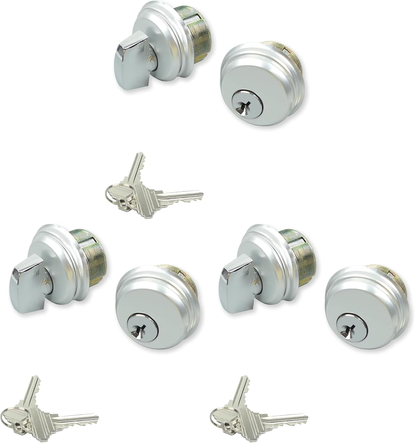 Storefront Door Lock Mortise Lock Commercial Door Cylinder Lock with Keys & Thumbturn Replacement Parts Silver