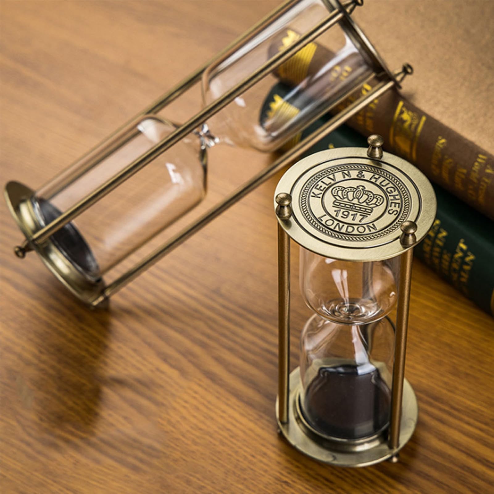 Milltrip Clessidra Decorativa in Vetro, Timer a Clessidra Riempibile Con Cornice in Ottone, Orologio Sabbia per Salotto e Ufficio