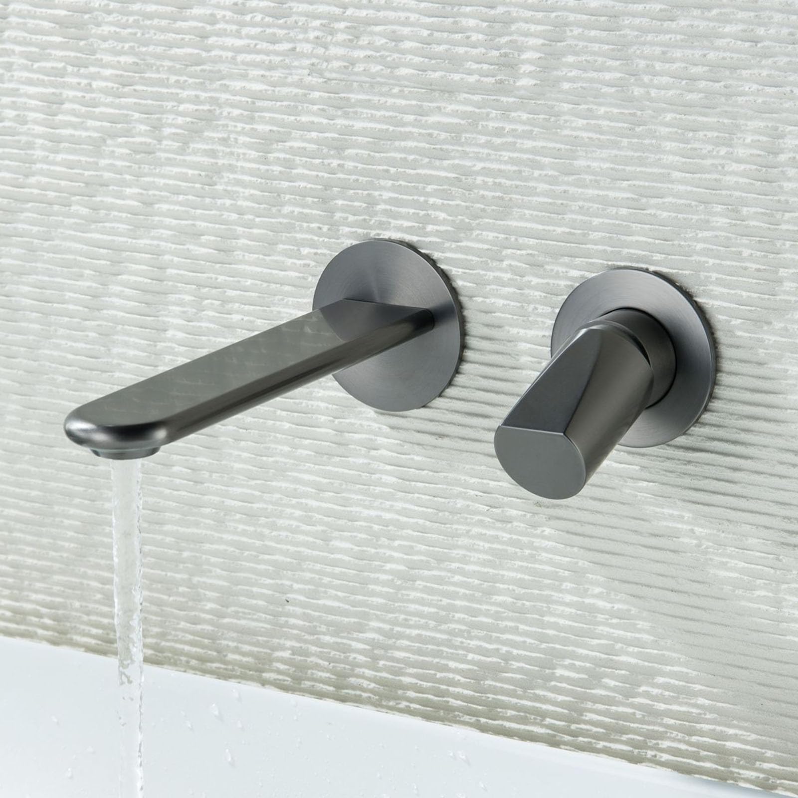 Itnxvkges Gun Gray Bathroom Mixer Tap Concealed Brass Single Lever Basin Tap Hot Cold With 2 Modes Gray