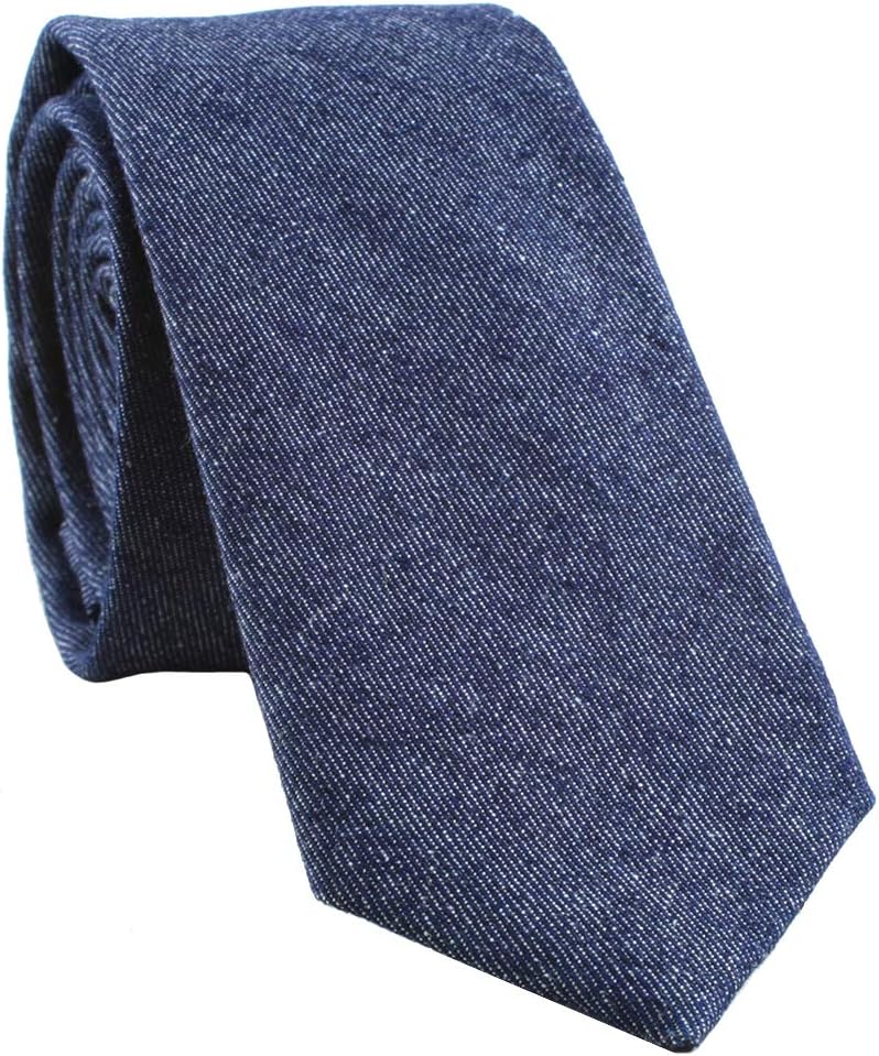 LEVAO Men's Cotton Skinny Necktie Solid Color Tie