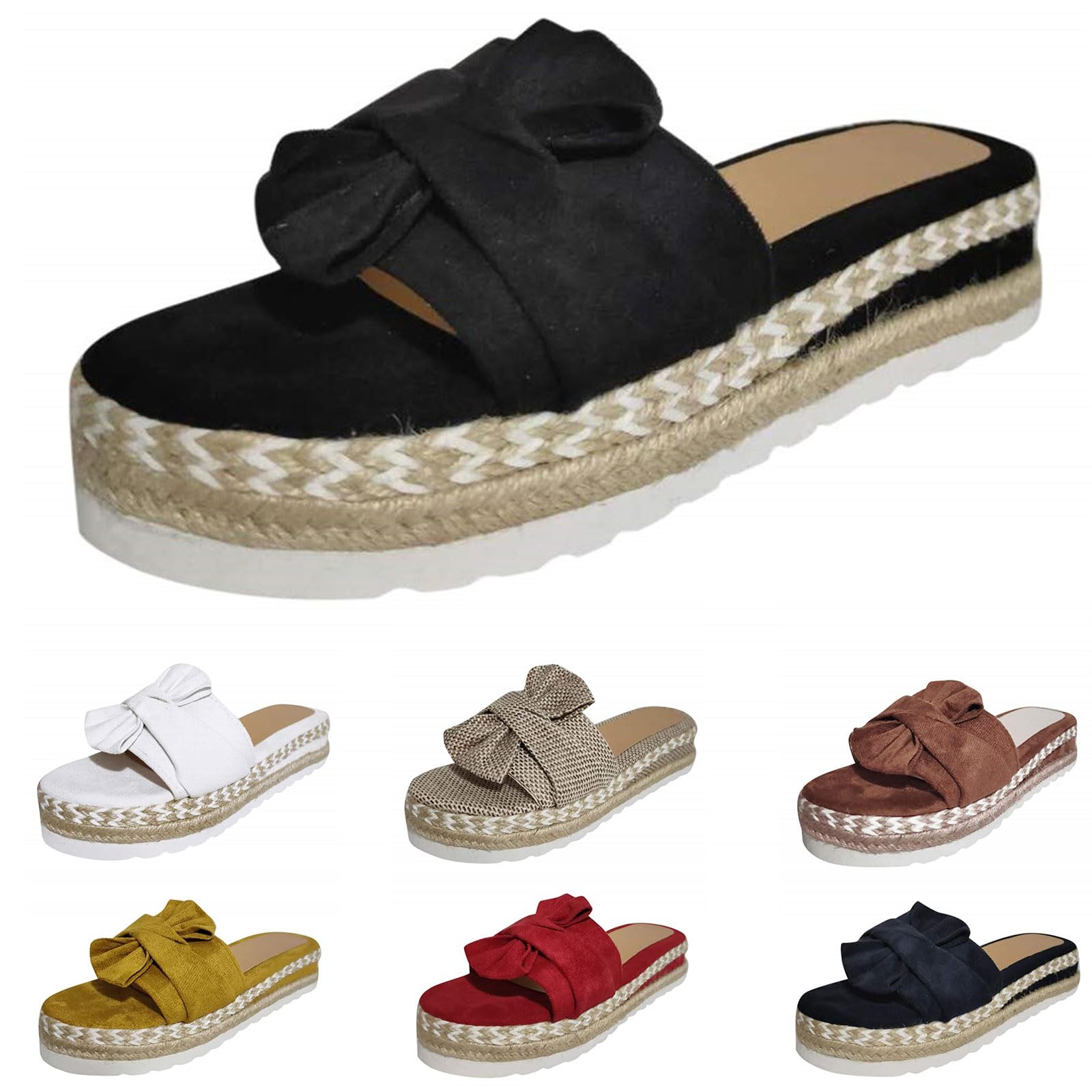 Wedge Sandals for Women 2025 Espadrille Platform Sandals Casual Bowknot Open Toe Sandal Summer Slip On Slippers